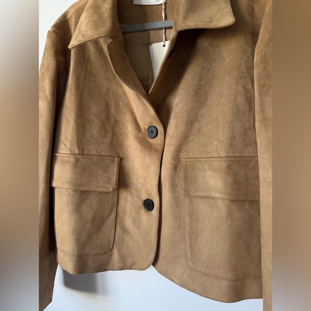 Commense Suede Effect Soft Button Lapel Jacket - … - image 2